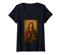 Mujer Icono ortodoxo de Santa María Magdalena Camiseta Cuello V