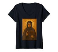 Mujer Icono ortodoxo de St Maria Skobtsova de París Camiseta Cuello V
