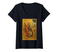 Mujer Icono ortodoxo del Santo Profeta Amós Camiseta Cuello V