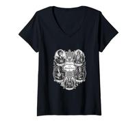 Mujer Iconos Infernales El Gótico Grimorio Camiseta Cuello V