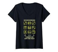 Mujer Iconos Madera No Hay App para Esto Diseño Camiseta Cuello V