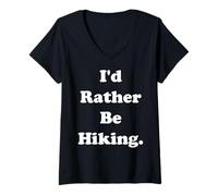 Mujer I'd Rather Be Hiking Outdoor Nature Camiseta Cuello V