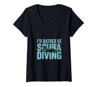 Mujer I'd Rather Be Scuba Diver Buceo fresco Camiseta Cuello V