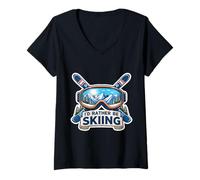 Mujer I'D Rather Be Skiing Lover Skier Ski Resort Gafas Montaña Camiseta Cuello V