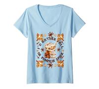 Mujer ID Rather Fall In Pumpkin Spice For Women and Coffee Mom Camiseta Cuello V