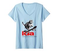Mujer IDA - Bonito nombre de chica con gato y monopatín Camiseta Cuello V