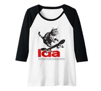 Mujer IDA - Bonito nombre de chica con gato y monopatín Camiseta Manga Raglan