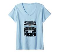 Mujer Idea de Regalo Profesional de Humor piloto pulsador de Botones Camiseta Cuello V