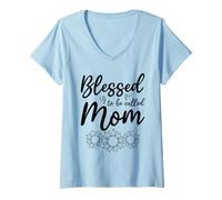 Mujer Ideas del Día de la Madre Bendecido para ser Llamado mamá Camiseta Cuello V