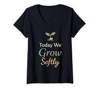Mujer Identidad de crianza Suave Humor Infantil Lento Familia Consciente Camiseta Cuello V