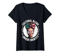 Mujer Identidad Latina Doble Cultura Raíces Familiares Humor Mujeres Hombres Camiseta Cuello V
