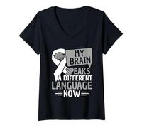 Mujer Idioma Diferente: Trastorno De La Comunicación Afasia Camiseta Cuello V