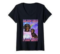 Mujer IDK How Much Longer Slay Black Long Haired Dachshund Lover Camiseta Cuello V