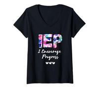 Mujer IEP I Encourage Progress Special Education School Teacher Camiseta Cuello V