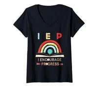 Mujer IEP I Fomento el Progreso Educación Especial para Maestros Camiseta Cuello V