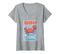 Mujer If Crabby Please Return To The Beach Crab Humor Ocean Cita Camiseta Cuello V