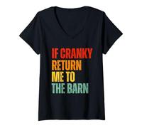 Mujer If Cranky Return Me to The Barn Retro Horse Humor Graphic Camiseta Cuello V