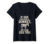 Mujer If God Can Use A Donkey Camisa Cuello en V Camiseta Cuello V