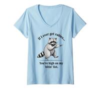Mujer If I Ever Get Rabies Funny Opossum Sarcastic tee Camiseta Cuello V