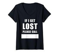 Mujer If I Get Lost Please Call - Family Reunite Fill Blank Camiseta Cuello V