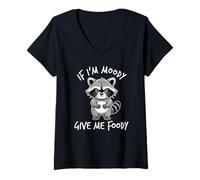 Mujer If I'm Moody Give Me Foody Camiseta Cuello V