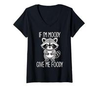 Mujer If I'm Moody Give Me Foody Camiseta Cuello V