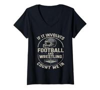 Mujer If It Involves Football and Wrestling Count Me In Wrestler Camiseta Cuello V