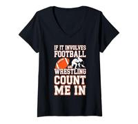 Mujer If It Involves Football and Wrestling Count Me In Wrestler Camiseta Cuello V