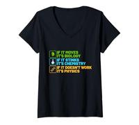 Mujer If It Moves It's Biology If It Stinks It's Chemistry Camiseta Cuello V