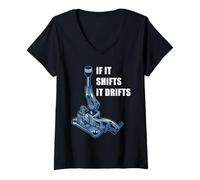 Mujer If It Shifts It Drifts: Funny Manual Shift Gearbox Car Humor Camiseta Cuello V
