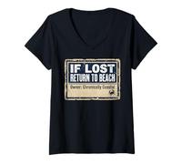 Mujer If Lost Return To Beach Coastal Crab Sign Camiseta Cuello V