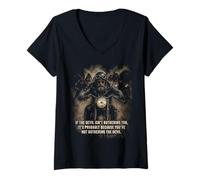Mujer If The Devil Isn'T Bothering You... Men Christian Motorcycle Camiseta Cuello V