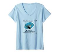 Mujer If the Earth Were Flat - Diseño de gatos maullidos Camiseta Cuello V