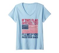 Mujer If This Flag Offends You I'Ll Help You Empacar Your Bags USA Camiseta Cuello V