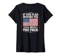 Mujer If This Flag Offends You I'Ll Help You Pack American Flag Camiseta Cuello V