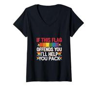 Mujer If This Flag Offends You I'll Help You Pack |--- Camiseta Cuello V
