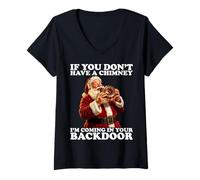 Mujer If You Don’t Have A Chimney I'm Coming In Your Back Door Camiseta Cuello V