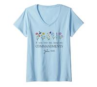 Mujer If You Love Keep My Commandments John 14:15 Bible Verse God Camiseta Cuello V