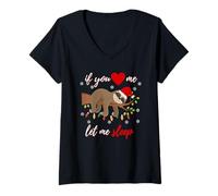 Mujer If You Love me Let me Sleep Nightgown Funny Christmas Sloth Camiseta Cuello V