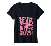 Mujer If You See A Seam Ripper, Now Is Not A Good Time Camiseta Cuello V
