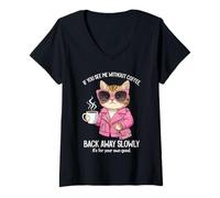 Mujer If You See Me Without Coffee Back Away Slowly Funny Women Camiseta Cuello V