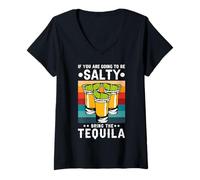 Mujer If You'Re Going To Be Salty Bring The Tequila Retro Vintage Camiseta Cuello V