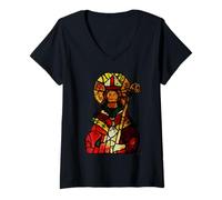 Mujer Iglesia Católica de Jesús San Estanislao Vitral Camiseta Cuello V