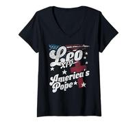 Mujer Iglesia Católica Nuevo Papa León XIV América EE.UU Camiseta Cuello V
