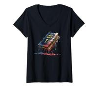 Mujer Iglesia Cristiana de la Biblia Bandera Americana USA Drip Graffiti Lover Camiseta Cuello V