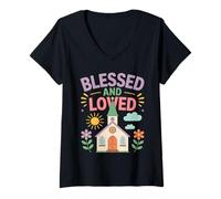 Mujer Iglesia Escuela Dominical Familia Amistad Comunidad Juventud Camiseta Cuello V
