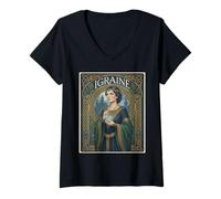Mujer Igraine - Rey Arturo Leyenda Folclore Mitología Británica Camiseta Cuello V