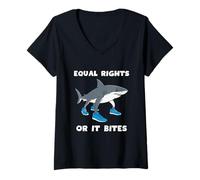 Mujer Igualdad De Derechos O Te Muerdo Camiseta Cuello V