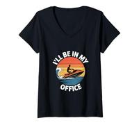 Mujer Ill Be In My Office Funny Jet Ski Sarcástico Camiseta Cuello V