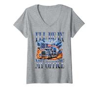 Mujer I'Ll Be In My Office Trucker Big Rig Driver Bandera Estadounidense Camiseta Cuello V